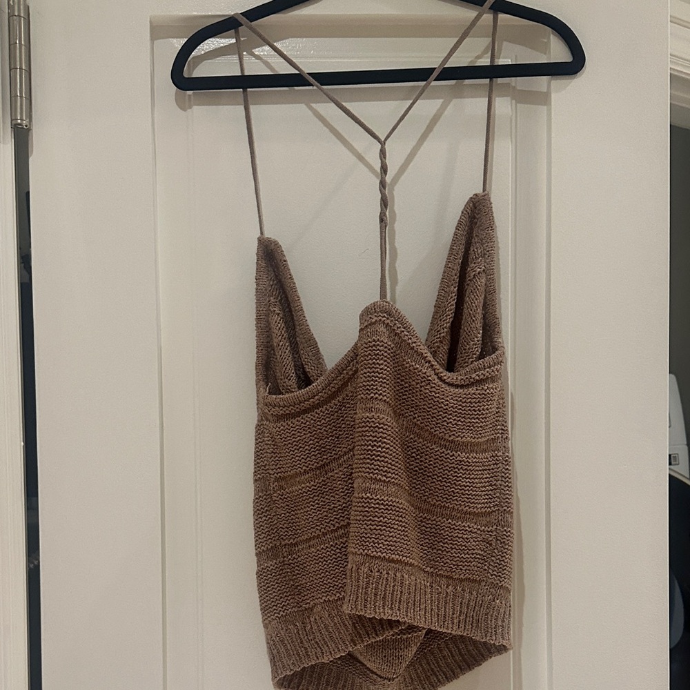 JLUXLABEL Taupe Knit Cowl Backless Tank Top - Picture 2 of 3